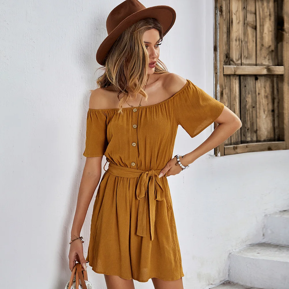 Women Dresses Summer Fashion Sexy Off Shoulder Backless Pure Color Waist Retraction Lace Up Elegant Temperament Jumpsuits
Women Dresses Summer Fashion Sexy Off Shoulder Backless Pure Color Waist Retraction Lace Up Elegant Temperament Jumpsuits