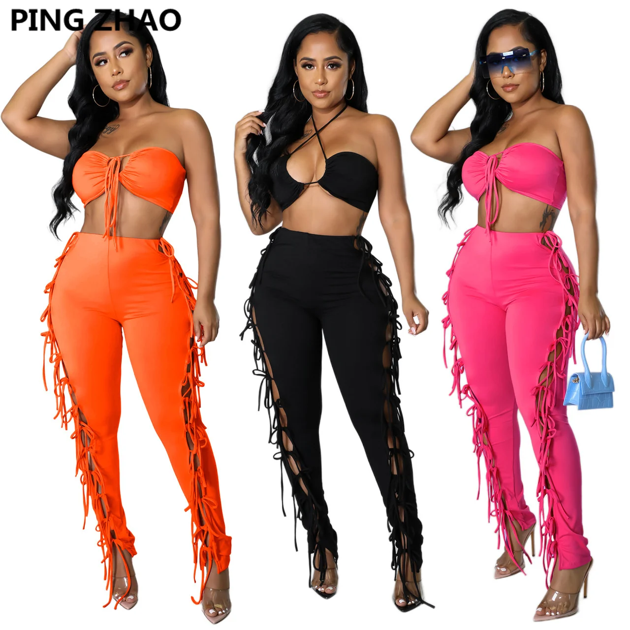 PING ZHAO Sexy Women Set Bow Up Crop Tops and Lace Up Pants Set Tracksuit Two Piece Set Outfits
PING ZHAO Sexy Women Set Bow Up Crop Tops and Lace Up Pants Set Tracksuit Two Piece Set Outfits