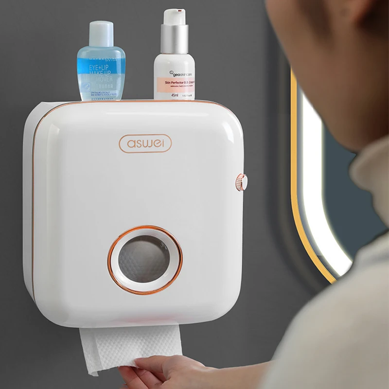 Washroom Wall-mounted Tissue Boxes Paper Towel Racks Bathroom Punch-free Home Toilet Paper Roll Holder Pumping Box Paper Holders
Washroom Wall-mounted Tissue Boxes Paper Towel Racks Bathroom Punch-free Home Toilet Paper Roll Holder Pumping Box Paper Holders