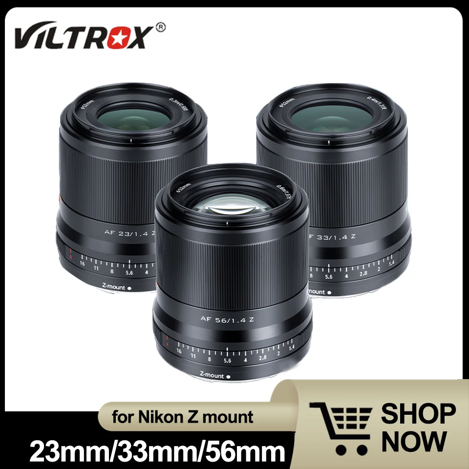 Viltrox 23mm/33mm/56mm F1.4 Nikon Z-mount AF APS-C Format Prime Lens Linear Aperture STM and Lead Screw Type Fixed Focus Lens
Viltrox 23mm/33mm/56mm F1.4 Nikon Z-mount AF APS-C Format Prime Lens Linear Aperture STM and Lead Screw Type Fixed Focus Lens