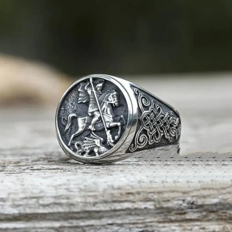 Retro Fashion Silver Ride Saint Michael Metal Alloy Religion Party Knight Ring for Women Men Punk Party Jewelry Gift Wholesale
Retro Fashion Silver Ride Saint Michael Metal Alloy Religion Party Knight Ring for Women Men Punk Party Jewelry Gift Wholesale