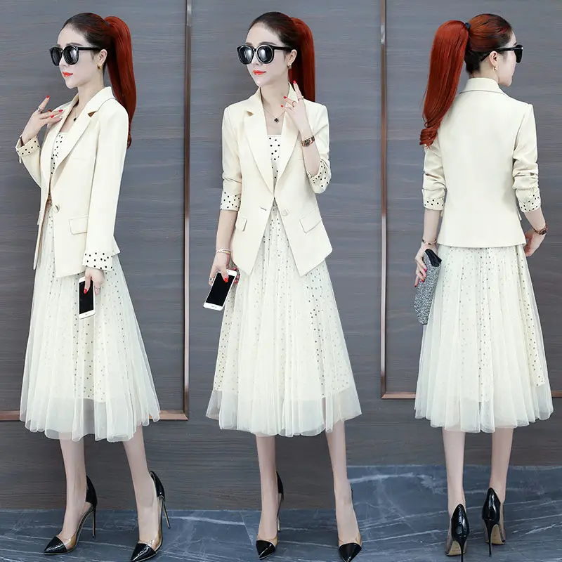 Spring Autumn New Women Dress Two-piece Suit Loose Casual Suit Coat and High Waist Long Dresses 2 Piece Set Womens Outfits E329
Spring Autumn New Women Dress Two-piece Suit Loose Casual Suit Coat and High Waist Long Dresses 2 Piece Set Womens Outfits E329