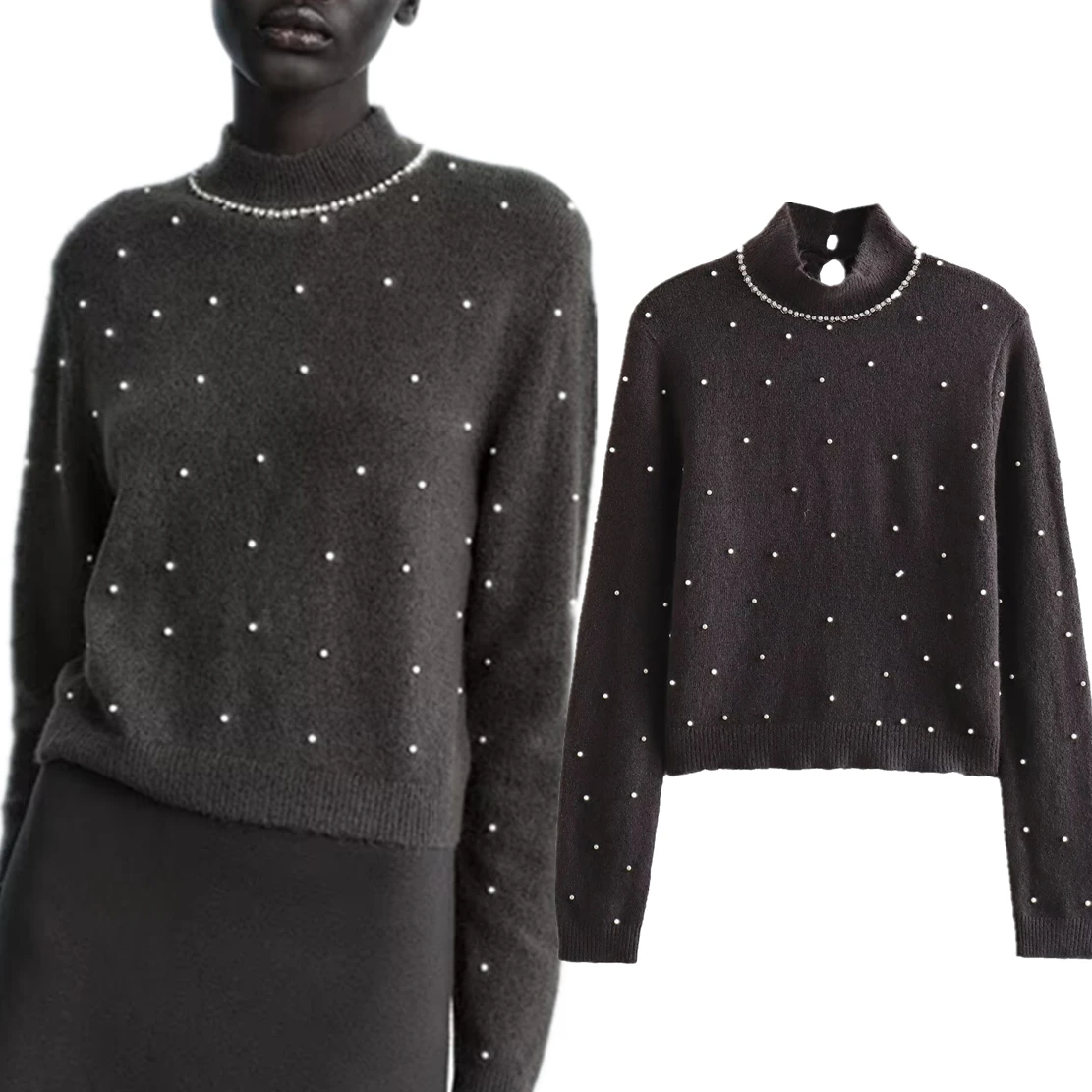Jenny&Dave Fashion Minimalist Gray Knitwear In Autumn Winter French With Elegant Pearl Decoration Pullover Sweater For Women
Jenny&Dave Fashion Minimalist Gray Knitwear In Autumn Winter French With Elegant Pearl Decoration Pullover Sweater For Women