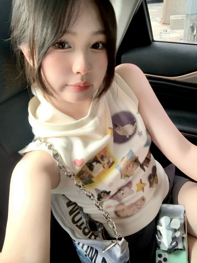 2023 Aesthetic Kawaii Cute Cat and Dog Print Streetwear Knitted Vest Sleeveless Sweet Sueter Mujer Casual All Match Pull Femme
2023 Aesthetic Kawaii Cute Cat and Dog Print Streetwear Knitted Vest Sleeveless Sweet Sueter Mujer Casual All Match Pull Femme