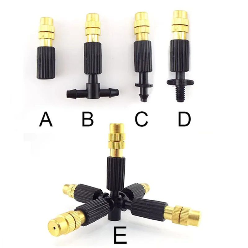 

Micro Drip Irrigation 6mm Screw Misting Brass Nozzle Spray Sprinkler Head 4/7mm Barb Tee Water Hose Connector Garden Watering