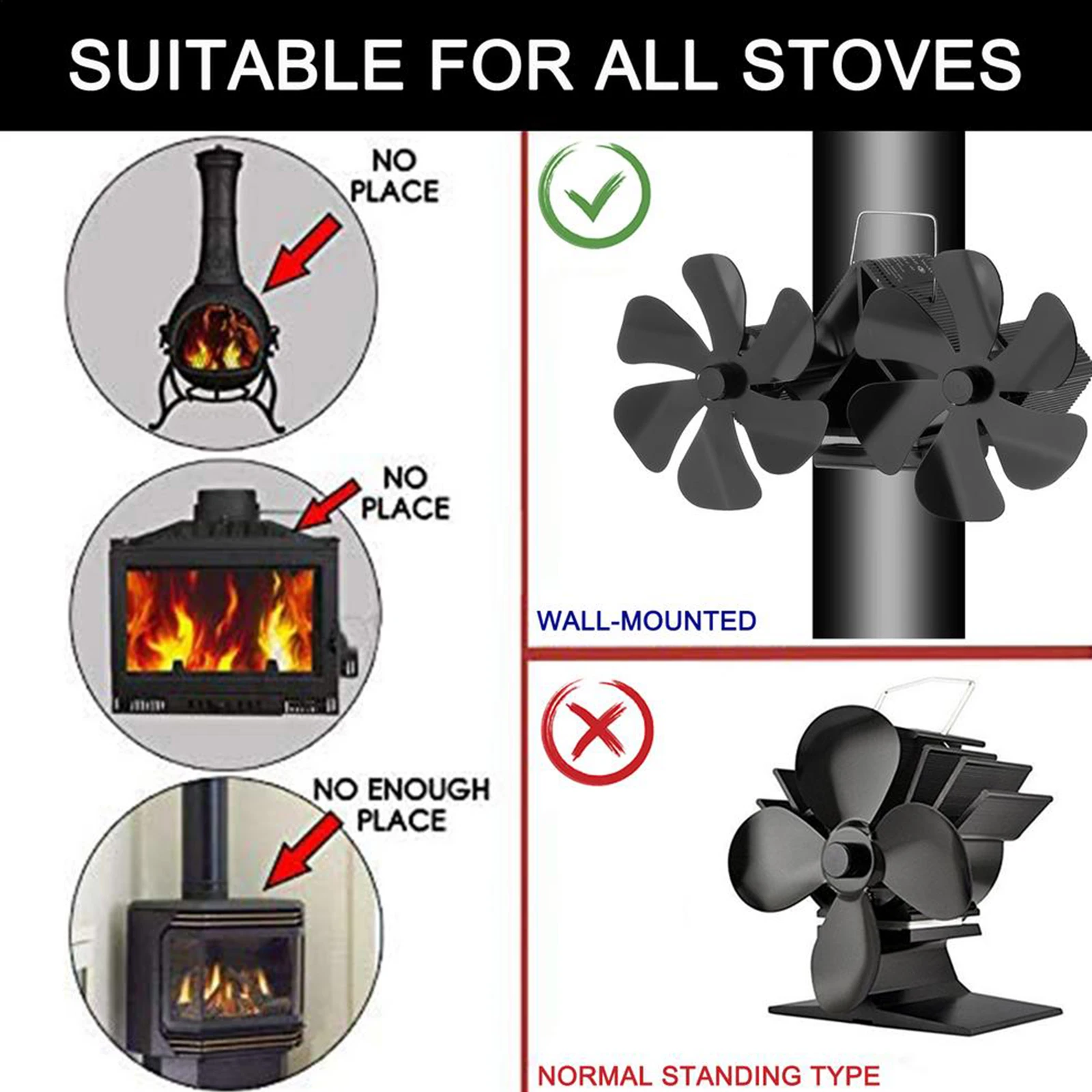 12 Blades Fireplace Fan Double Head Wall Mounted Furnace Fan Wood Burning Heat Powered Stove Fans Energy Saving Cooling Tools
12 Blades Fireplace Fan Double Head Wall Mounted Furnace Fan Wood Burning Heat Powered Stove Fans Energy Saving Cooling Tools