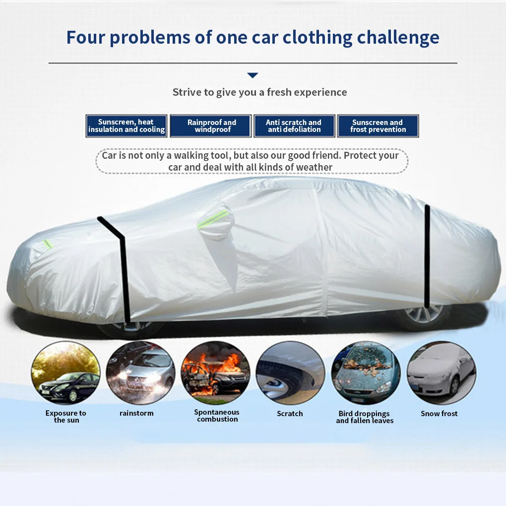 Car Sun Shade Cover Vehicle Waterproof Dust Protector Car Protective Cover with Reflective Straps 510x210x175cm
Car Sun Shade Cover Vehicle Waterproof Dust Protector Car Protective Cover with Reflective Straps 510x210x175cm