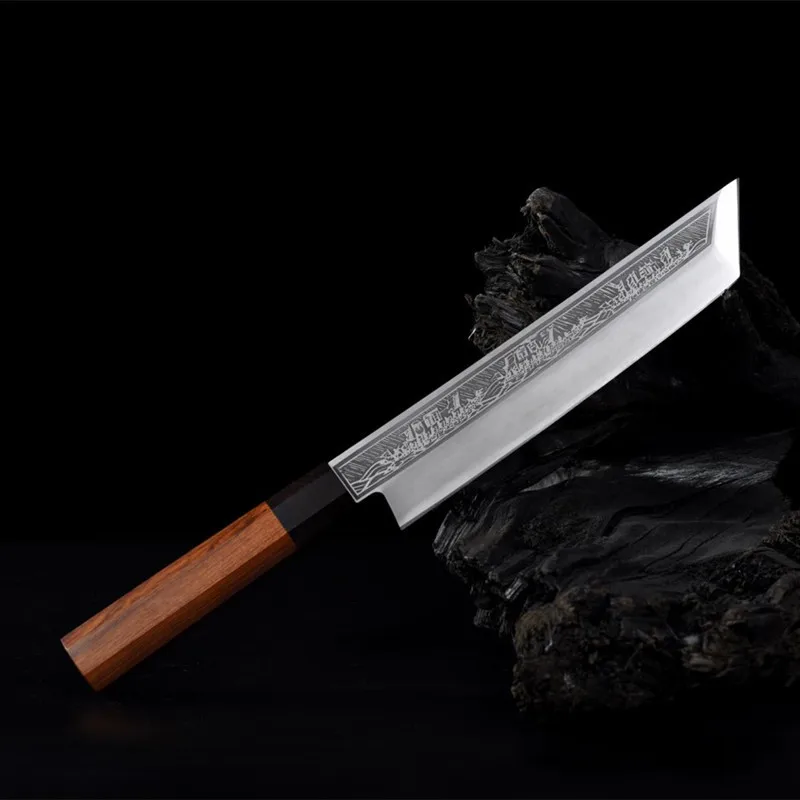 

9 Inch Eel Knife Sharp Chefs Cleaver Sashimi Slicing Salmon Sushi Filleting Fish Longquan Kitchen Knives Octagonal Handle Messer