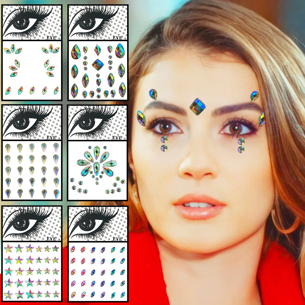 Star Face Jewels Temporary Tattoos Eyes Eyebrow Diamonds Crystals Jewelry Makeup Sticker Sparkle Tears Dots Gems Nail Art Party
Star Face Jewels Temporary Tattoos Eyes Eyebrow Diamonds Crystals Jewelry Makeup Sticker Sparkle Tears Dots Gems Nail Art Party