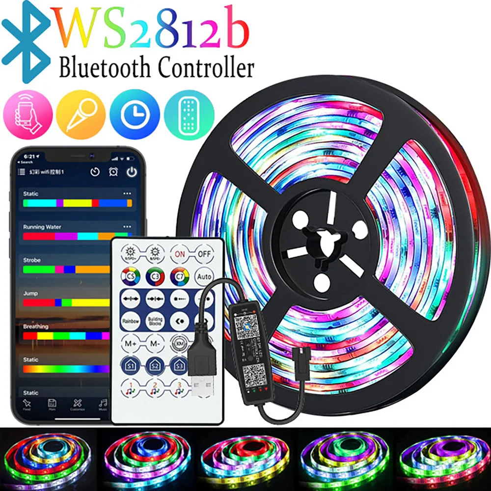 5M 5050 Rgb Led Strip Light Bluetooth Remote Control Flexible Tape Lamp Tv Backlight Lighting Wireless Neon String Room Bedroom
5M 5050 Rgb Led Strip Light Bluetooth Remote Control Flexible Tape Lamp Tv Backlight Lighting Wireless Neon String Room Bedroom