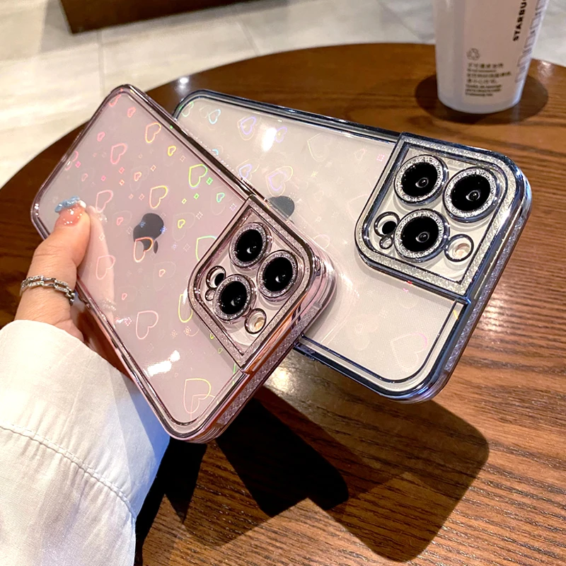 Plating Love Heart Laser Glitter Case For iPhone 14 13 12 11 Pro Max XS XR X 8 7 Plus Transparent Clear Soft Silicone Full Cover
Plating Love Heart Laser Glitter Case For iPhone 14 13 12 11 Pro Max XS XR X 8 7 Plus Transparent Clear Soft Silicone Full Cover