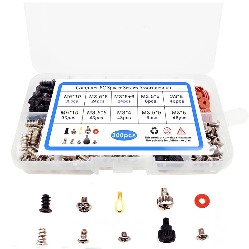 300Pcs M3 Screw Copper Column Set Computer Case Screw Combination Phillips Self-drilling Screw Laptop Electronic PC Screws Kit
300Pcs M3 Screw Copper Column Set Computer Case Screw Combination Phillips Self-drilling Screw Laptop Electronic PC Screws Kit