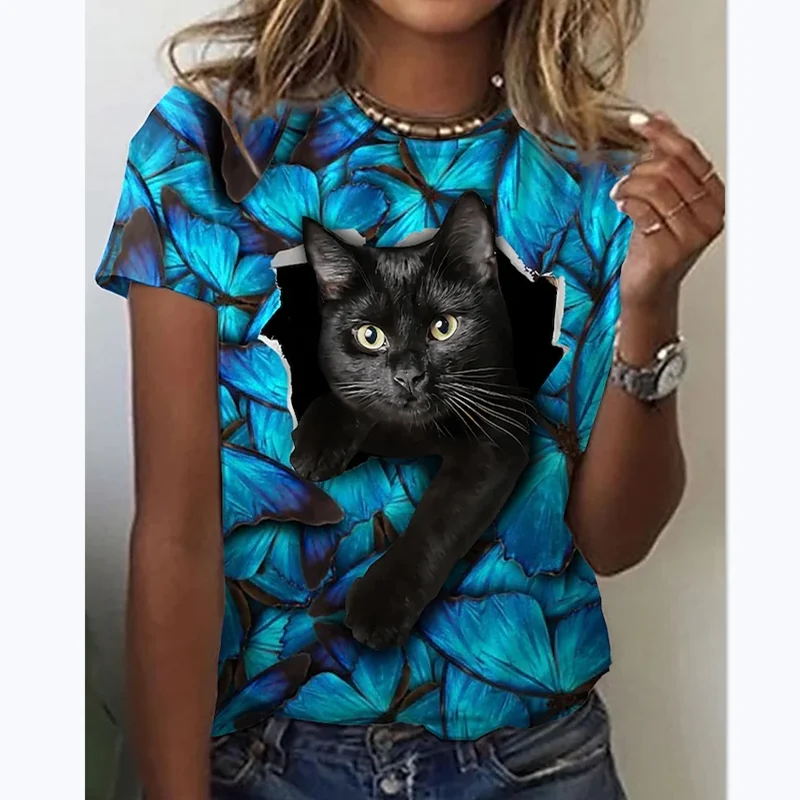 2022 summer new forest cat 3D printing short-sleeved T-shirt women's comfortable O-neck clothes funny retro pullover women's 202 
2022 summer new forest cat 3D printing short-sleeved T-shirt women's comfortable O-neck clothes funny retro pullover women's 202