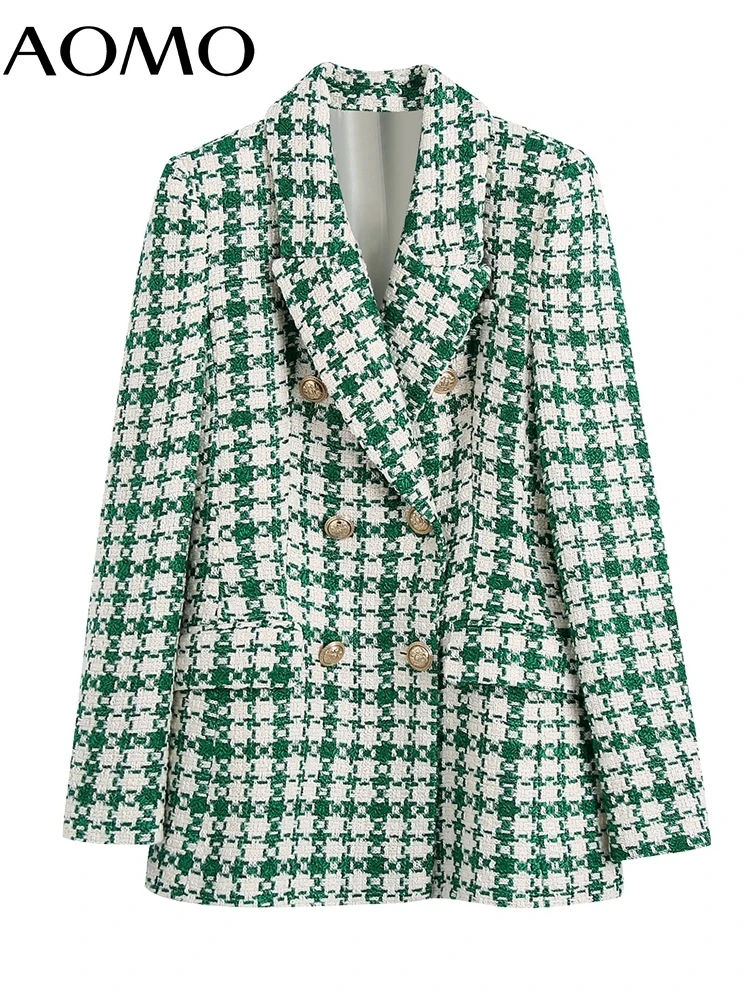 AOMO Women Fashion Green Tweed Double Breasted Blazer Coat Vintage Long Sleeve Flap Pockets Female Outerwear BE188A
AOMO Women Fashion Green Tweed Double Breasted Blazer Coat Vintage Long Sleeve Flap Pockets Female Outerwear BE188A