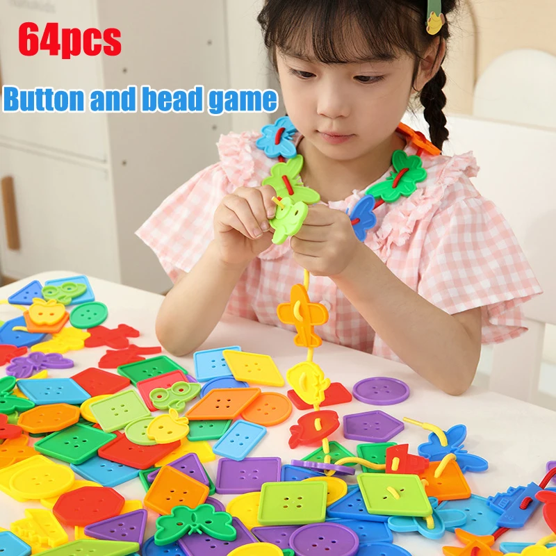 Montessori Toys 64/128Pcs Educational Toys for Children Early Learning Geometric Blocks Threading Buttons Teaching Aid
Montessori Toys 64/128Pcs Educational Toys for Children Early Learning Geometric Blocks Threading Buttons Teaching Aid