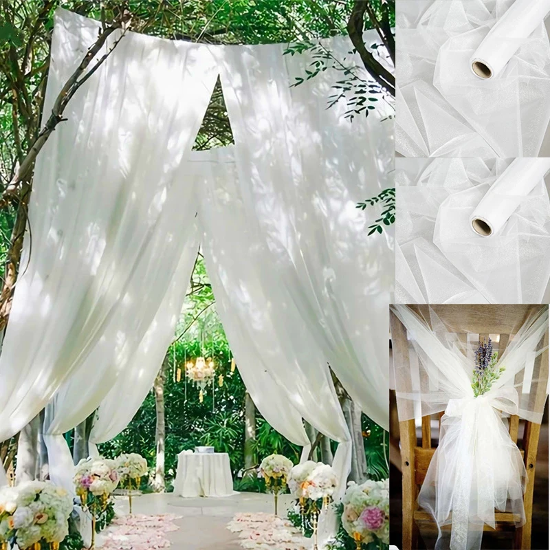 10/5m*48cm White Tulle Wedding Arch Sheer Crystal Tulle Organza Yarn Fabric For Wedding Birthday Event Party Backdrop Decoration
10/5m*48cm White Tulle Wedding Arch Sheer Crystal Tulle Organza Yarn Fabric For Wedding Birthday Event Party Backdrop Decoration
