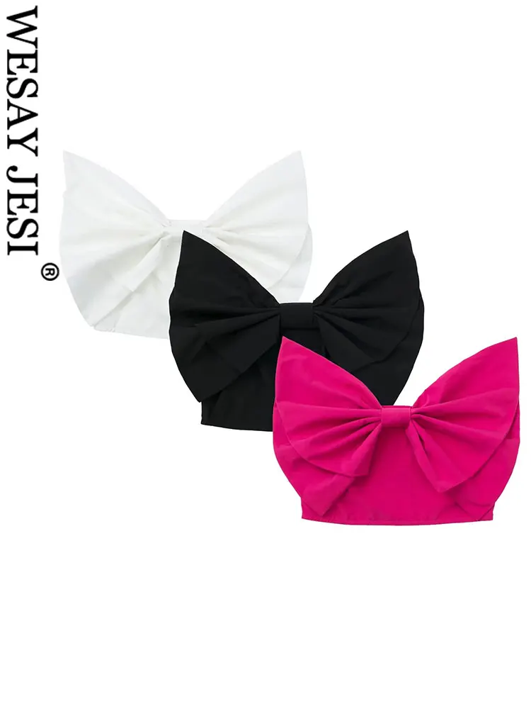 WESAY JESI Summer Women's Strapless Vest Tube Top Short Solid Color Rose Red Black White Top Big Bow Cute Sweet And Slim Sexy
WESAY JESI Summer Women's Strapless Vest Tube Top Short Solid Color Rose Red Black White Top Big Bow Cute Sweet And Slim Sexy