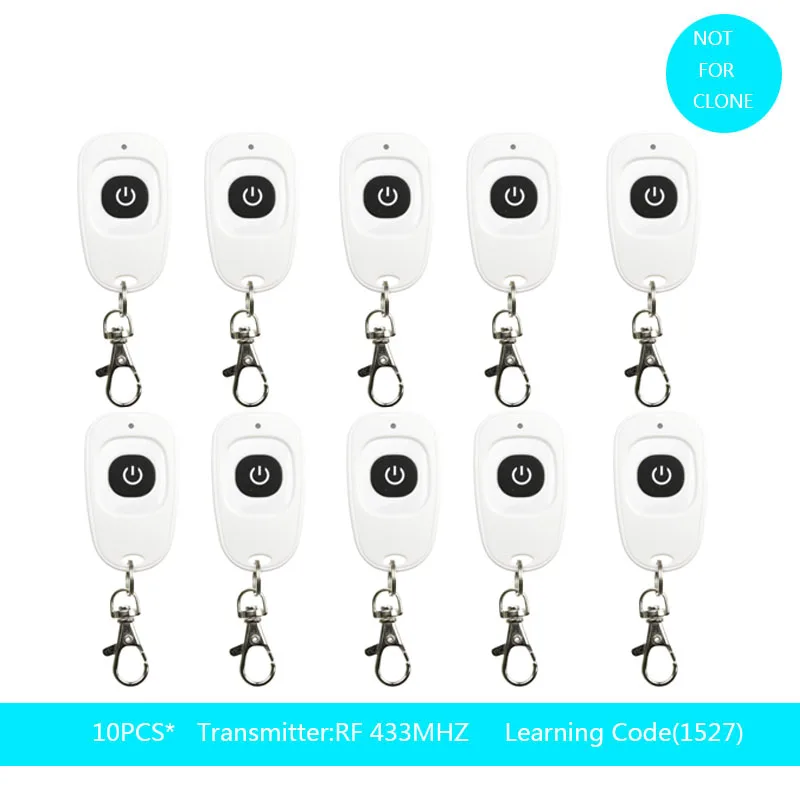 433MHz White RF Remote Control Learning Code 1527 EV1527 For Gate Garage Door Controller Alarm Key 433mhz Included Battery
433MHz White RF Remote Control Learning Code 1527 EV1527 For Gate Garage Door Controller Alarm Key 433mhz Included Battery