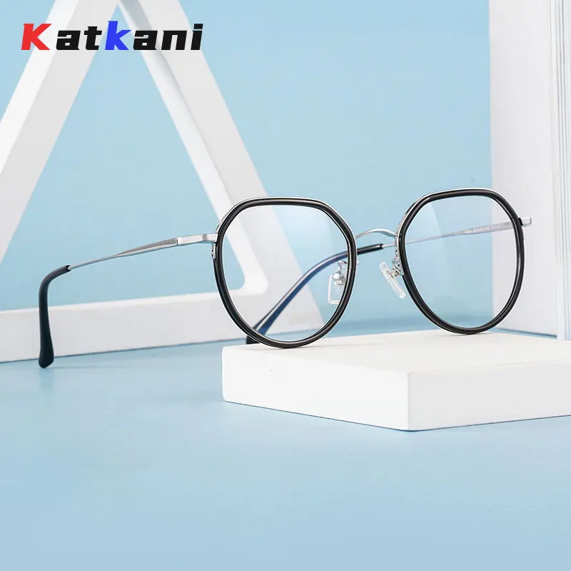 

KatKani 1001BF Fashion Retro Ultra-light Polygon Small Myopia Glasses Frame Women Optical Prescription Eyeglasses Frame Men