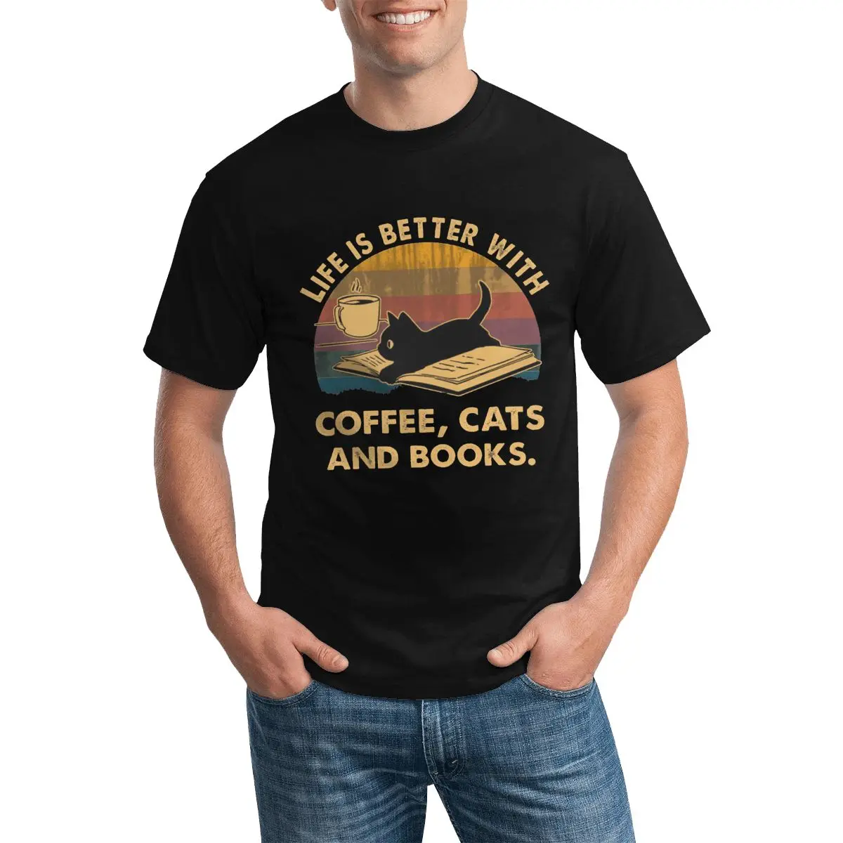 Life Is Better With Coffee Cats Books футболка с надписью для чтения 100% хлопковая футболка большая Милая Мужская футболка
Life Is Better With Coffee Cats Books футболка с надписью для чтения 100% хлопковая футболка большая Милая Мужская футболка