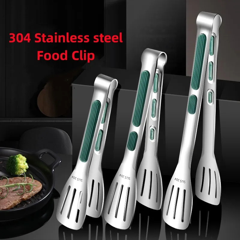 304 Stainless Steel BBQ Tongs Silicone Non-Slip Food Bread Clamp Steak Clip Barbecue Heat Resistance Three-Line Clip Food Clip
304 Stainless Steel BBQ Tongs Silicone Non-Slip Food Bread Clamp Steak Clip Barbecue Heat Resistance Three-Line Clip Food Clip