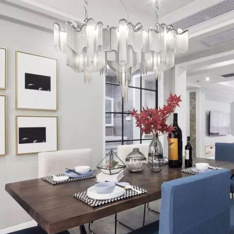 Tassel Chain Chandelier Kitchen Living Room Creative Led Hanging Light Fixtures Rectangle Aluminum Lamp Silver Fringe Chandelier
Tassel Chain Chandelier Kitchen Living Room Creative Led Hanging Light Fixtures Rectangle Aluminum Lamp Silver Fringe Chandelier