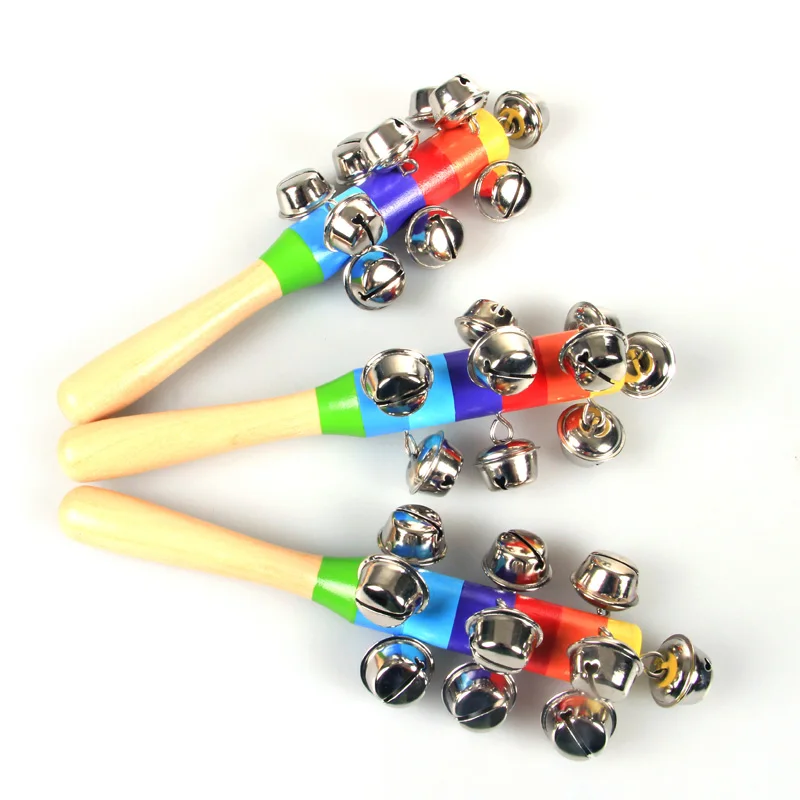 

Kids Wooden Hand Held Bell Stick Colorful Rainbow Percussion Musical Education Musical Toy for KTV Party Game Wholesale Retail