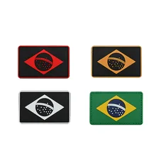 Brazil Tactical Patches Custom PVC South America Flag Morale Badge for Military Outdoor Backpack Helmet Hook & Loop 3D Armband