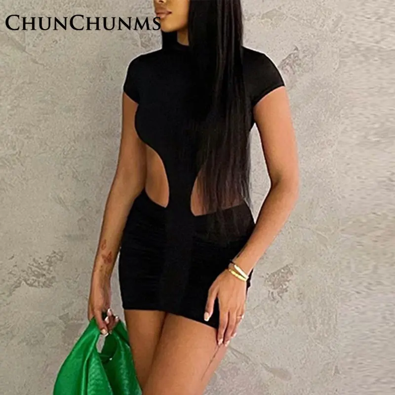 Fashion Sexy Hollow Pleat Short Dress Women O-neck Short-sleeve Summer Party Club Outfit Black Waist Cut Out Robe 2023 Vestido
Fashion Sexy Hollow Pleat Short Dress Women O-neck Short-sleeve Summer Party Club Outfit Black Waist Cut Out Robe 2023 Vestido