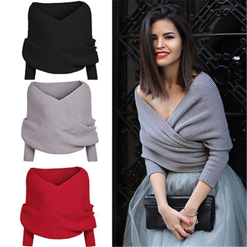 Women Sexy V-neck Wrap Sweaters Chunky Knitted Sweater Off Shoulder Long Sleeve Female Loose Oversized Scarf
Women Sexy V-neck Wrap Sweaters Chunky Knitted Sweater Off Shoulder Long Sleeve Female Loose Oversized Scarf