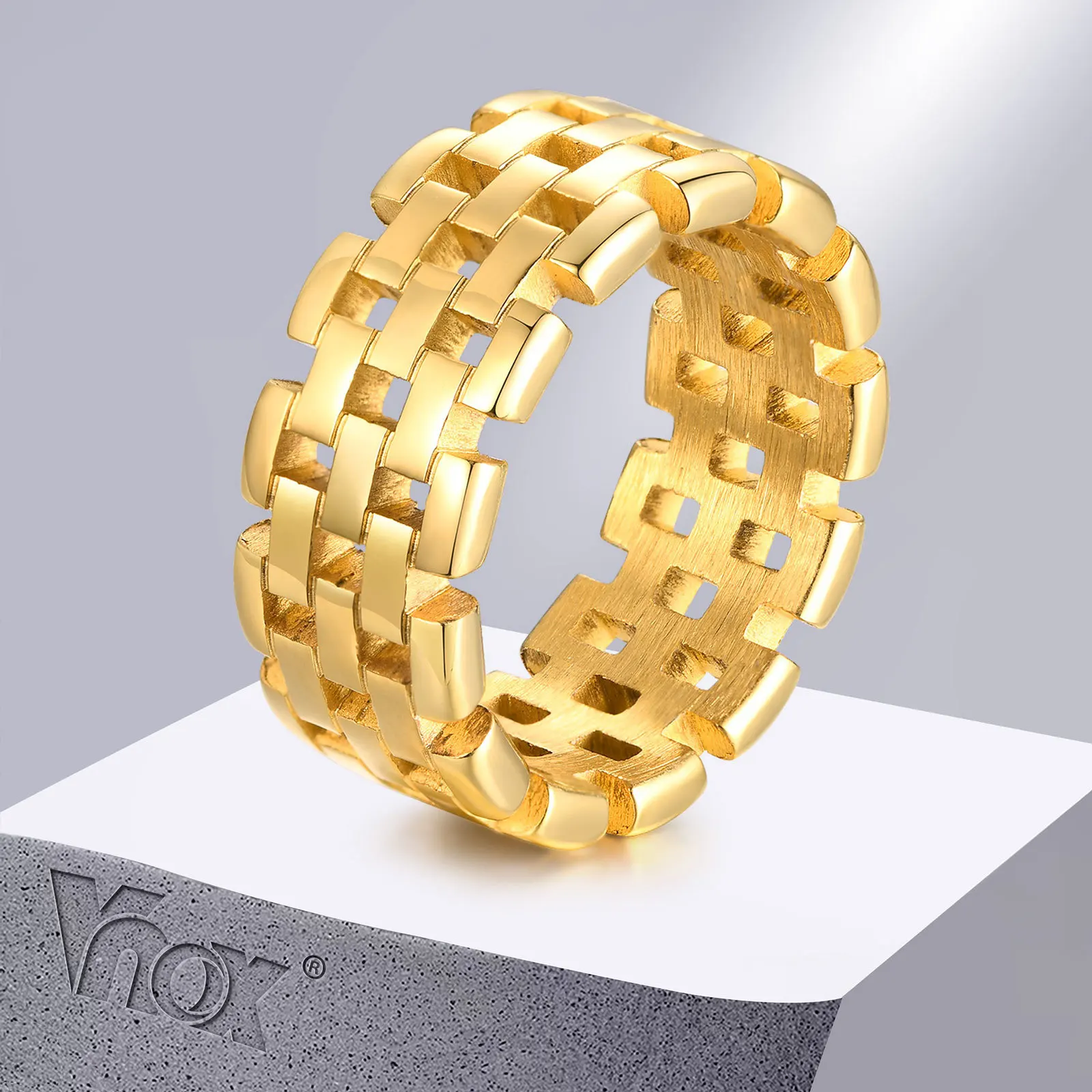 Vnox 8mm Chain Women Ring, Stainless Steel Gold Color Girl's Chain Shaped Band, Chic Minimalist Jewelry
Vnox 8mm Chain Women Ring, Stainless Steel Gold Color Girl's Chain Shaped Band, Chic Minimalist Jewelry