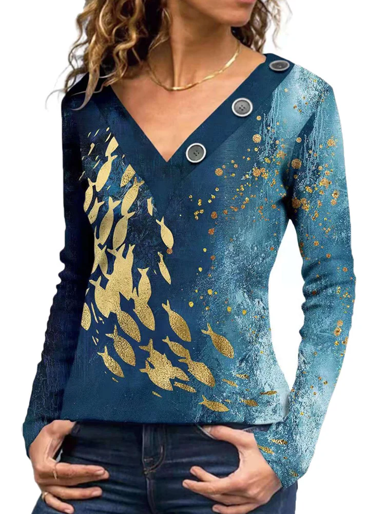 Vintage Print V-Neck Tops Shirts Women Spring Casual Long Sleeve Pullover Tops Autumn New Elegant Office Ladies Fashion Blouse
Vintage Print V-Neck Tops Shirts Women Spring Casual Long Sleeve Pullover Tops Autumn New Elegant Office Ladies Fashion Blouse