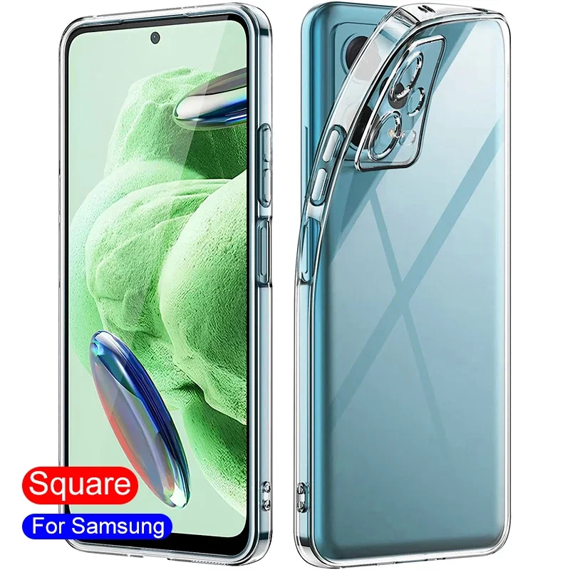 

Square Clear Silicone Soft Case For Samsung Galaxy A54 A34 A24 A14 A04S A53 A73 A33 A52 S23 S22 S21 S20 Fe Note 20 Ultra Plus