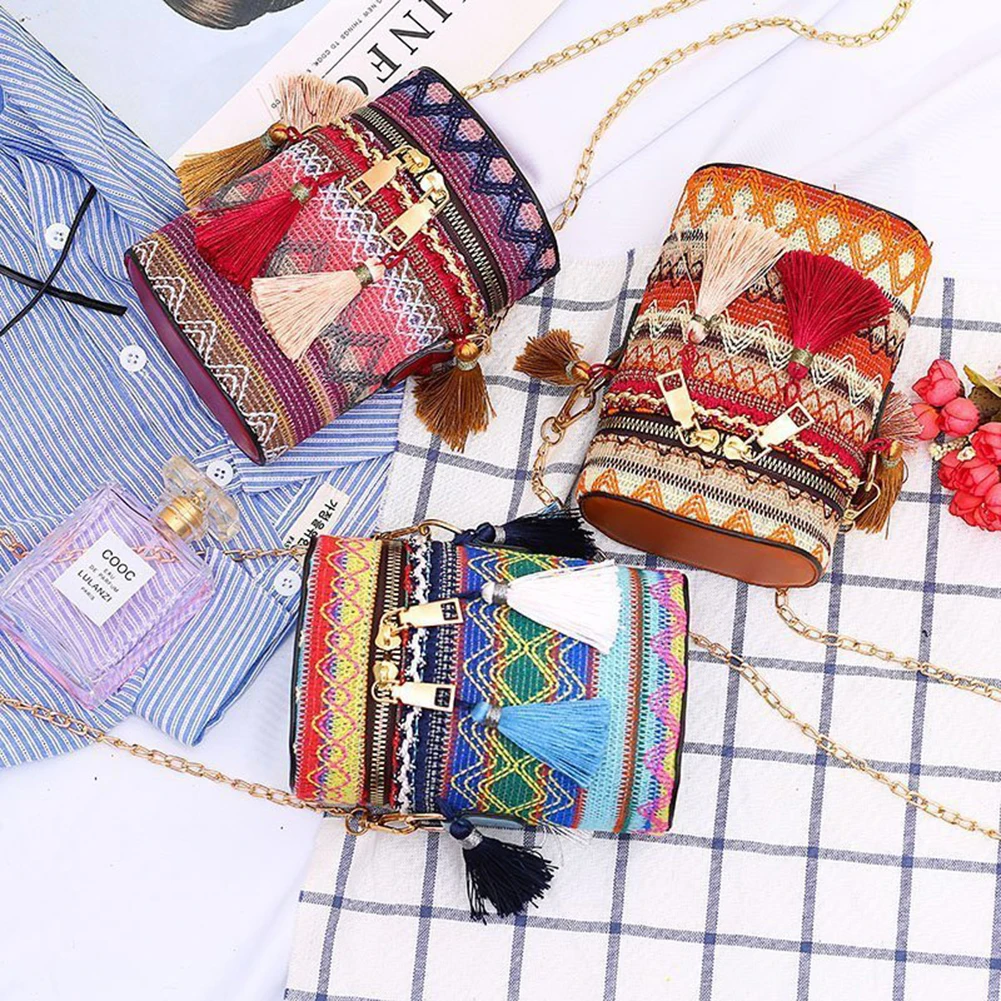 Ethnic Shoulder Crossbody Bag Women Tassel Woven Bucket Purse Chain Handbags Female Personality Single Shoulder Bags
Ethnic Shoulder Crossbody Bag Women Tassel Woven Bucket Purse Chain Handbags Female Personality Single Shoulder Bags