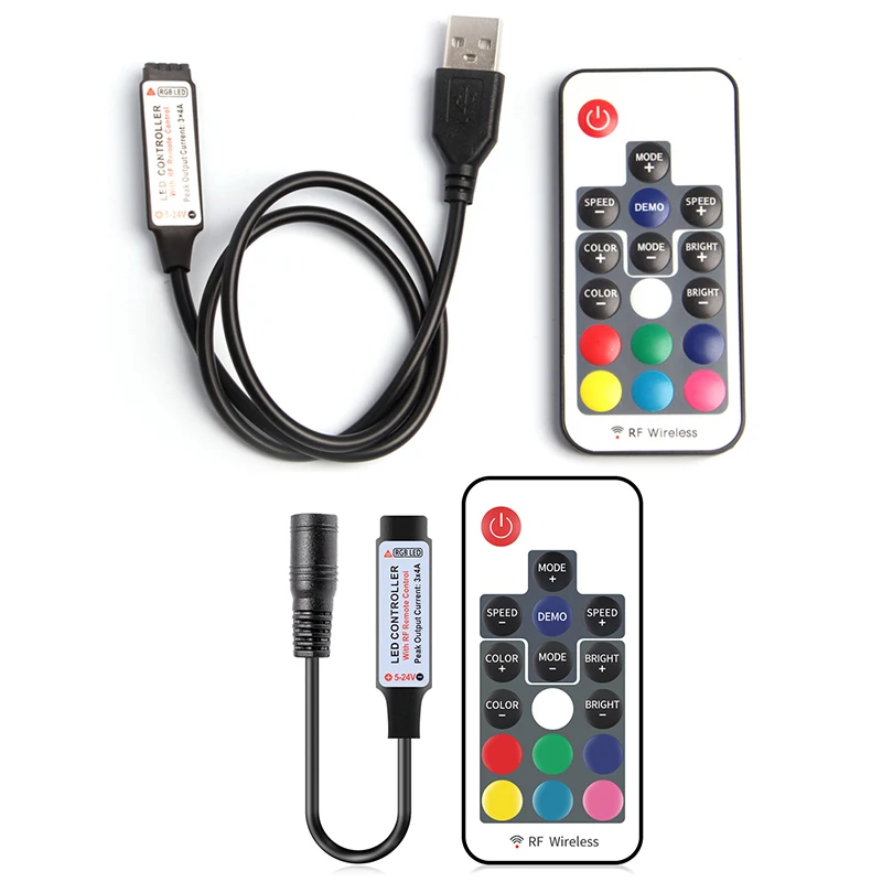 Mini LED Controller USB Remote Dimmer LED Strip RGB Controler DC 5V-24V 17 Keys RF Wireless Control For SMD5050 2835 Strip Light
Mini LED Controller USB Remote Dimmer LED Strip RGB Controler DC 5V-24V 17 Keys RF Wireless Control For SMD5050 2835 Strip Light