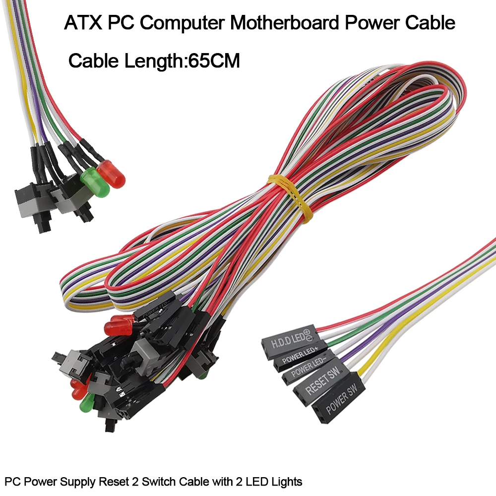 1Pcs 65CM ATX PC Computer Motherboard Power Supply Cable 2 Switch On/Off/Reset with LED Light ATX Case Front Bezel Wire Kit
1Pcs 65CM ATX PC Computer Motherboard Power Supply Cable 2 Switch On/Off/Reset with LED Light ATX Case Front Bezel Wire Kit