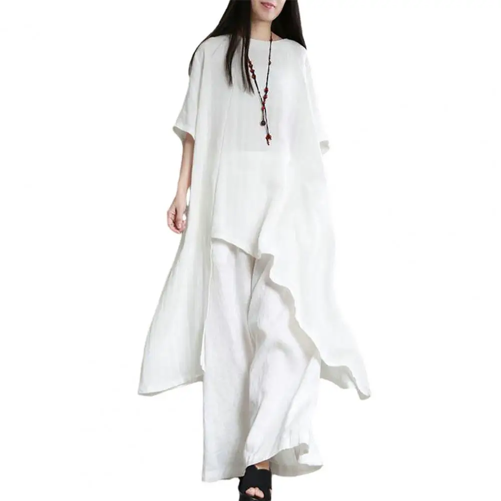 Женская повседневная одежда, женский свободный комплект из футболки и брюк, женский топ с круглым вырезом и брюки с асимметричным подолом и широкими штанинами, оверсайз
Женская повседневная одежда, женский свободный комплект из футболки и брюк, женский топ с круглым вырезом и брюки с асимметричным подолом и широкими штанинами, оверсайз