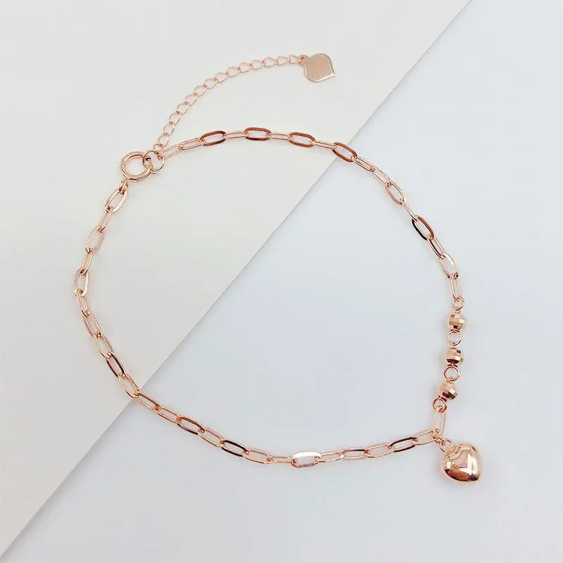 New 585 Purple Gold Plated 14K Rose Gold Heart Shaped Bracelets for Women Simple Ball Bead Chain Wedding Jewelry Gift 
New 585 Purple Gold Plated 14K Rose Gold Heart Shaped Bracelets for Women Simple Ball Bead Chain Wedding Jewelry Gift
