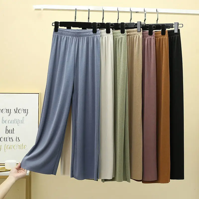 New Summer Lightweight Knit Wide Leg Pants Korean High Waist Causal Capris Pantalones Mujer Straight Ice Silk Trouser Streetwear
New Summer Lightweight Knit Wide Leg Pants Korean High Waist Causal Capris Pantalones Mujer Straight Ice Silk Trouser Streetwear