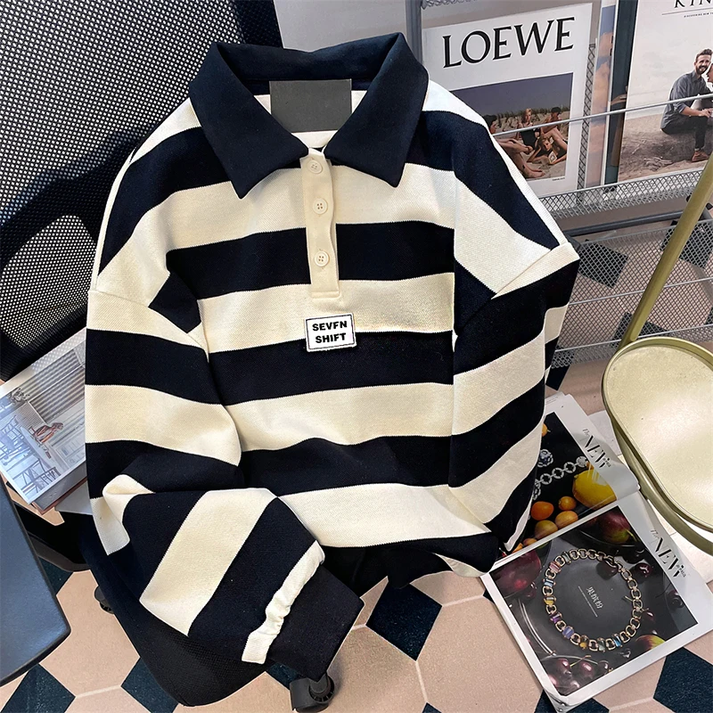 Long Sleeve Polo Shirt For Men Oversized T-shirt Aesthetic Wear Sweatshirts Fashion Winter Tops Stripe Pulovers Harajuku Vintage
Long Sleeve Polo Shirt For Men Oversized T-shirt Aesthetic Wear Sweatshirts Fashion Winter Tops Stripe Pulovers Harajuku Vintage