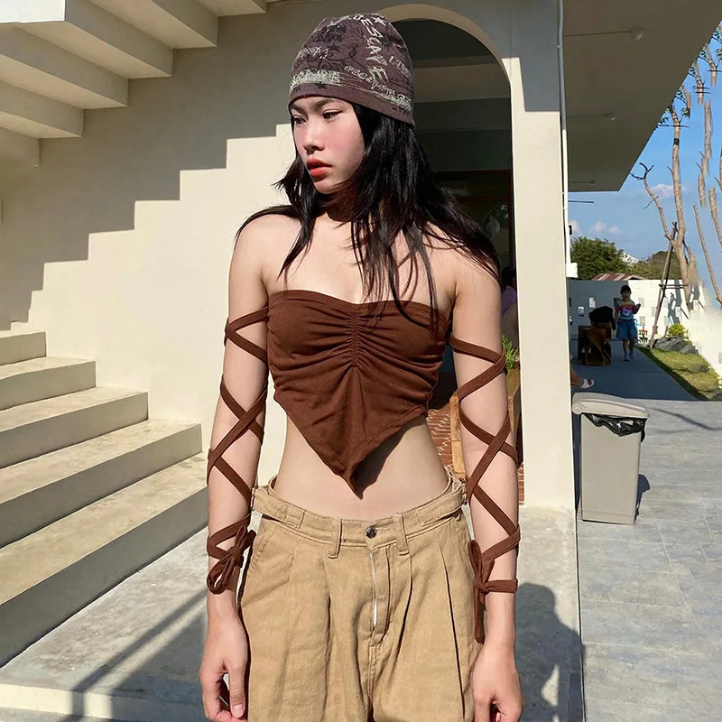Ruched Y2k Sexy Hanky Hem Tube Tops Cyber Gothic Skinny Bandage Women Crop Top Acubi Korean Fashion Streetwear Outfits
Ruched Y2k Sexy Hanky Hem Tube Tops Cyber Gothic Skinny Bandage Women Crop Top Acubi Korean Fashion Streetwear Outfits