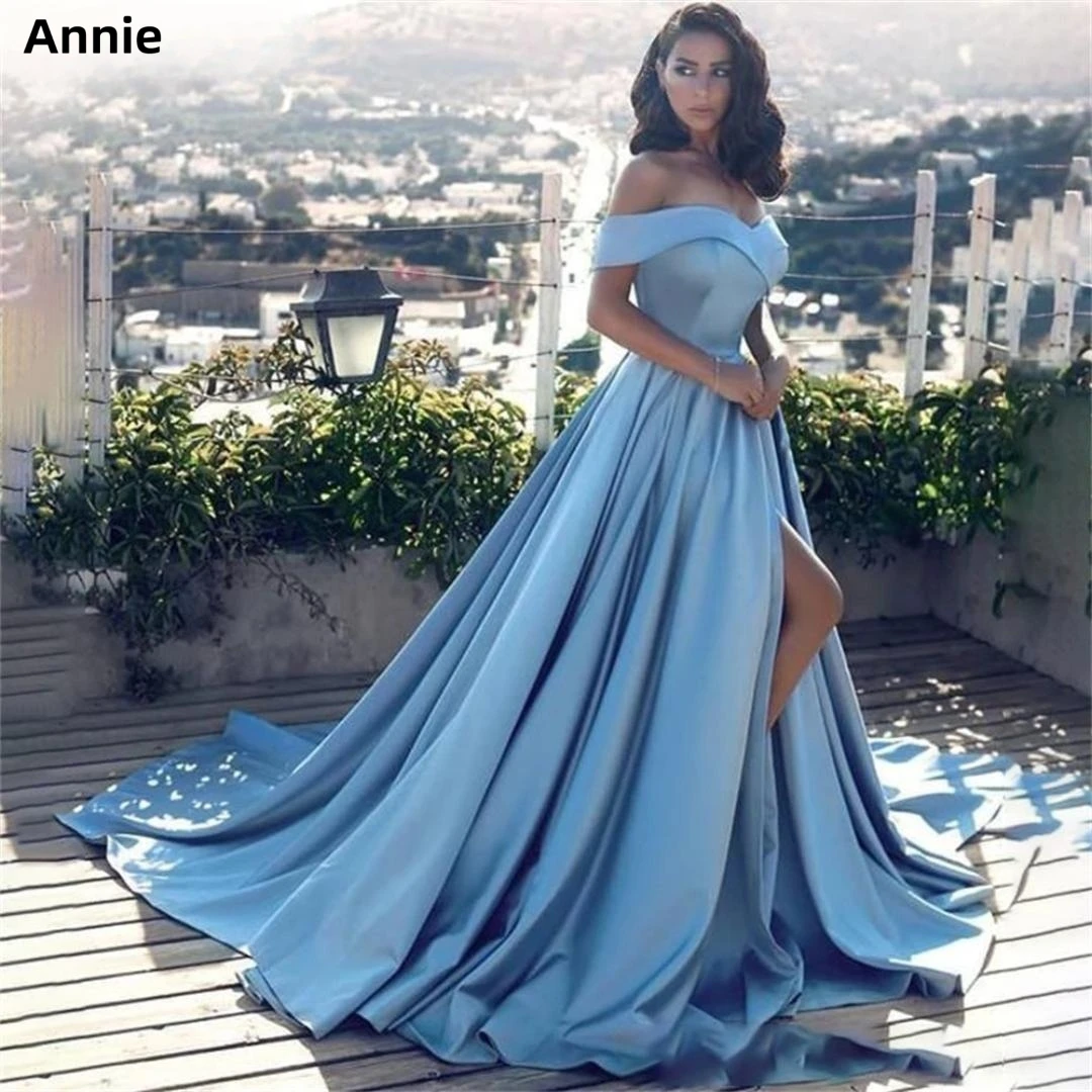 Annie Blue Prom Dresses Strapless High Slit Vestidos De Noche Women's Formal Occasion Long Style فساتين السهرة
Annie Blue Prom Dresses Strapless High Slit Vestidos De Noche Women's Formal Occasion Long Style فساتين السهرة