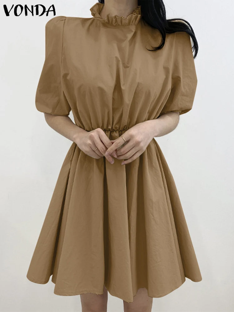 Mini Robe VONDA Women Dress 2022 Vintage Half Sleeve Pleated Short Dresses Casual Holiday Plain Tunic Vestidos Oversized
Mini Robe VONDA Women Dress 2022 Vintage Half Sleeve Pleated Short Dresses Casual Holiday Plain Tunic Vestidos Oversized