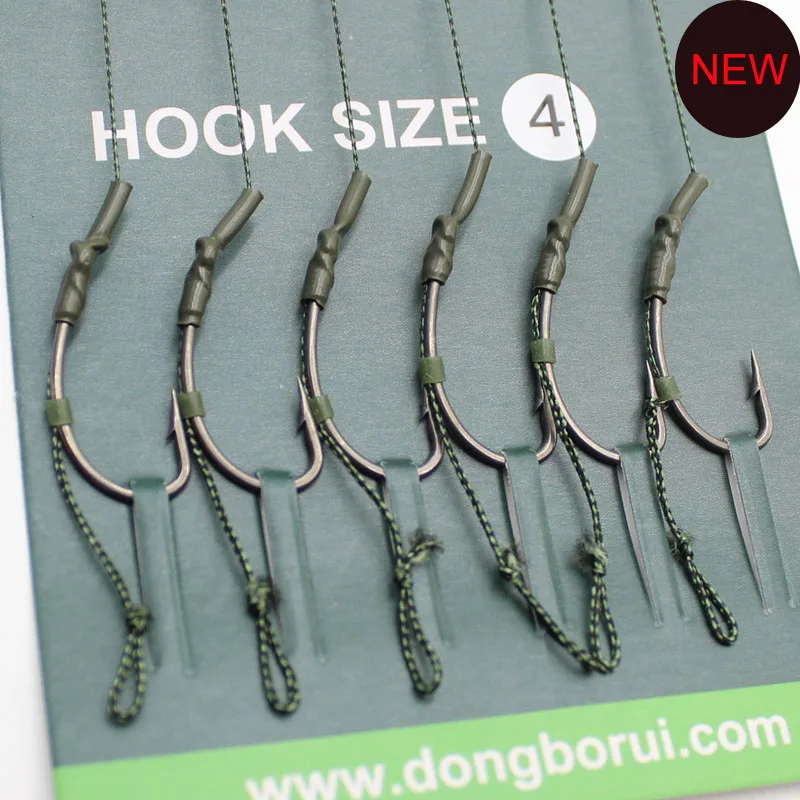 

6PCS Carp Fishing Line Ready Tied Carp Hair Rigs Ready Made Carp Fishing Hook Line Hair Rig Carp Fishing Hooks Sizes 2# 4# 6# 8#