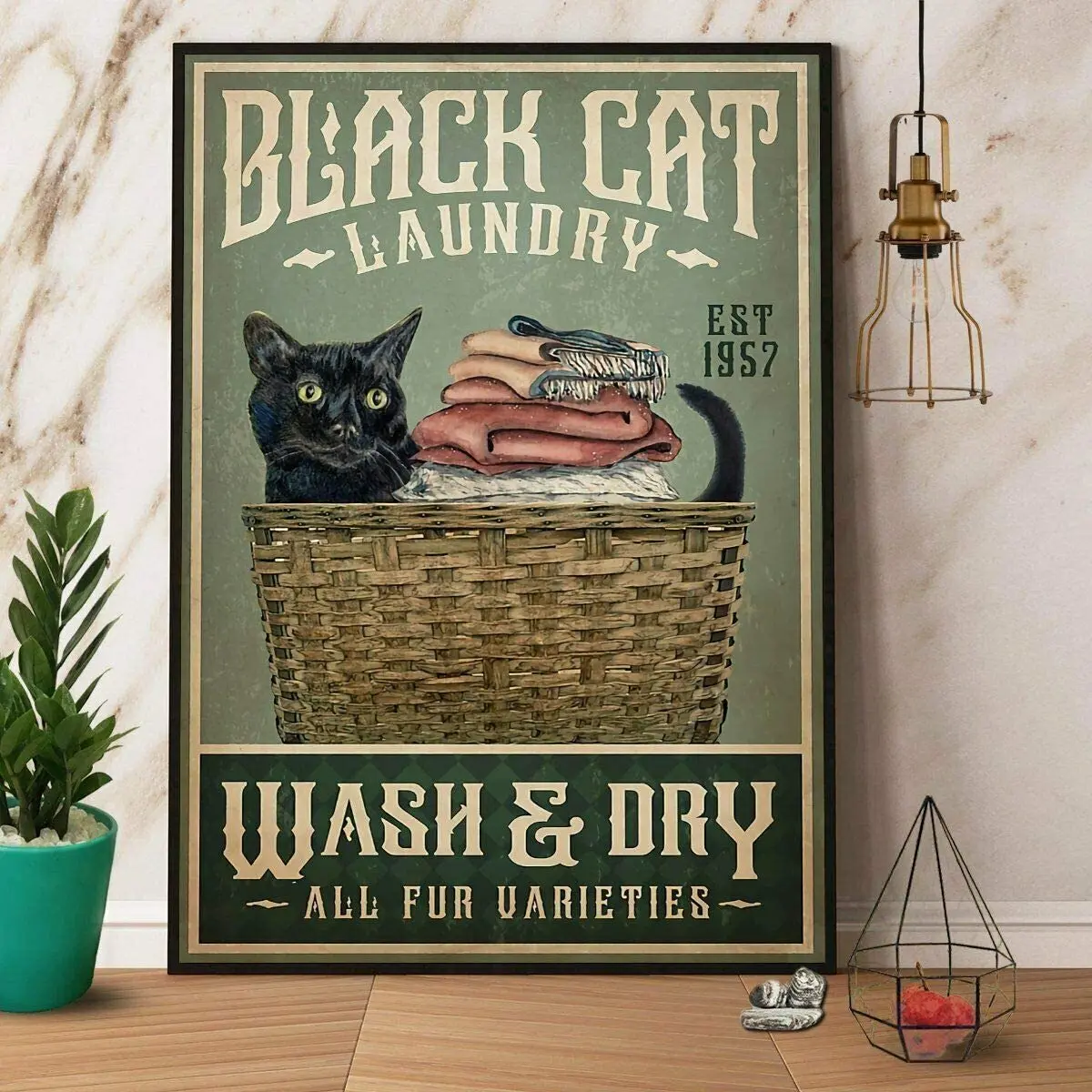 

SIGNCHAT черная кошка стирка и сушка плакат Художественная печать Декор для дома ретро Настенный декор металлический знак плакат 8x12 дюймов