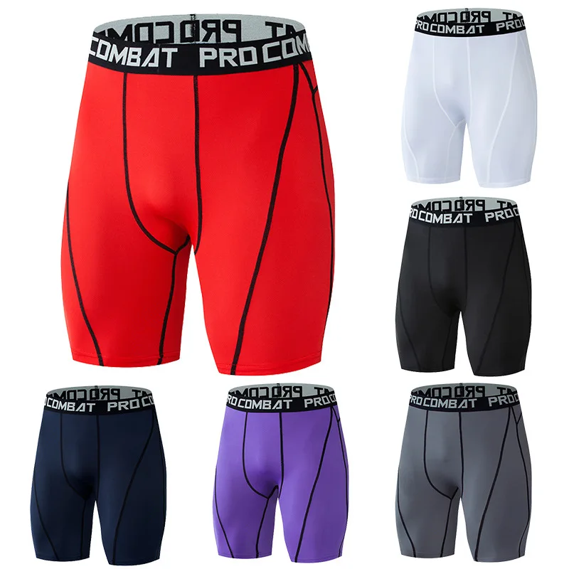 

Compression Men Bodybuilding Shorts Fitness Workout Inseam Gym Knickers Male Muscle Alive Elastic Tights Skinny Leggins Red