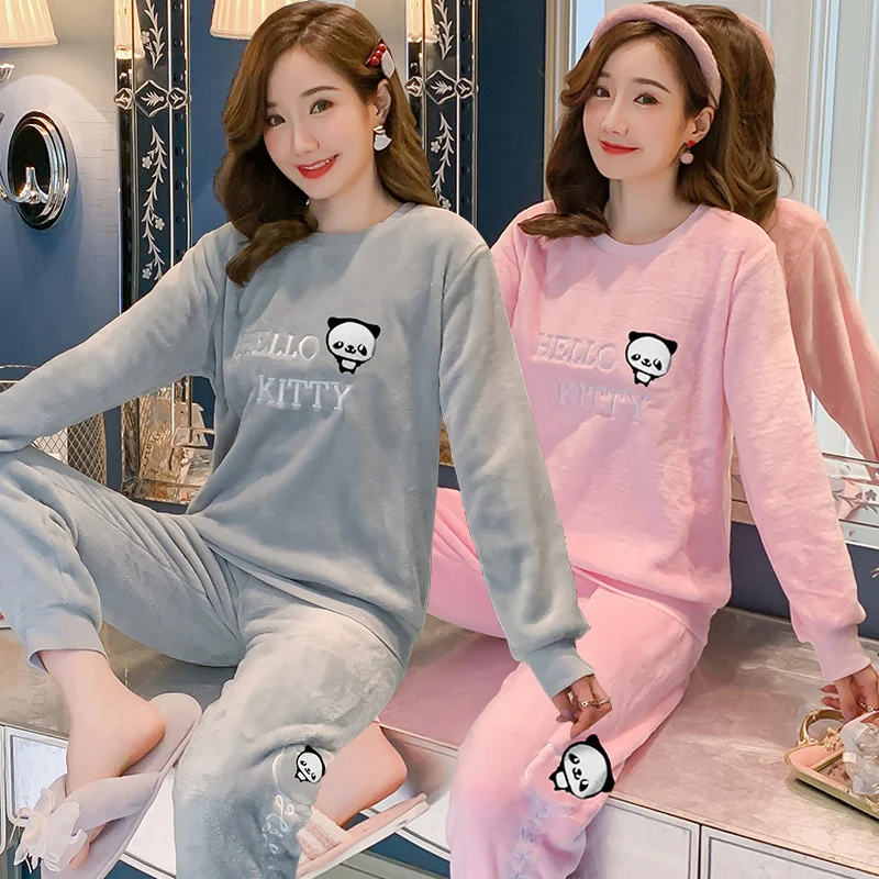 2022 Winter Long Sleeve Thick Warm Flannel Pajama Set For Women Cute Cartoon Coral Velvet Sleepwear Suit Pyjama Homewear Clothes
2022 Winter Long Sleeve Thick Warm Flannel Pajama Set For Women Cute Cartoon Coral Velvet Sleepwear Suit Pyjama Homewear Clothes