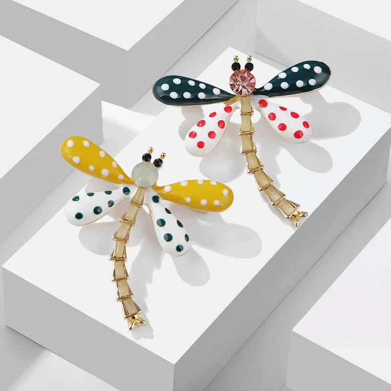 

Cute Insect Dragonfly Brooch Korean Fashion Metal Crystal Badge Collar Pins Enamel Corsage Luxulry Jewelry Brooches Gifts