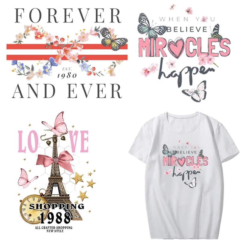 Iron-on Transfers Butterfly Flower Patches for Woman Clothing DIY Applique Fusible Lette Eiffel Tower Patch Stickers for Clothes
Iron-on Transfers Butterfly Flower Patches for Woman Clothing DIY Applique Fusible Lette Eiffel Tower Patch Stickers for Clothes