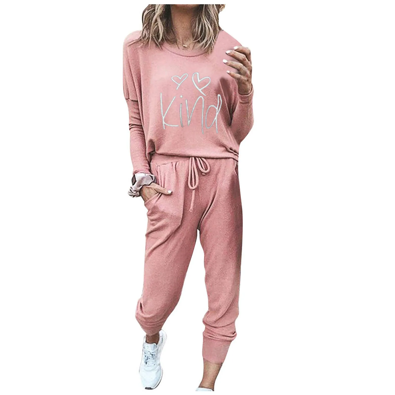 Women'S Fashion Love Print Sports Suit Casual Pullover Long Sleeve Drawstring Stretch Pants Daily 2-Piece Set Spring And Autumn
Women'S Fashion Love Print Sports Suit Casual Pullover Long Sleeve Drawstring Stretch Pants Daily 2-Piece Set Spring And Autumn